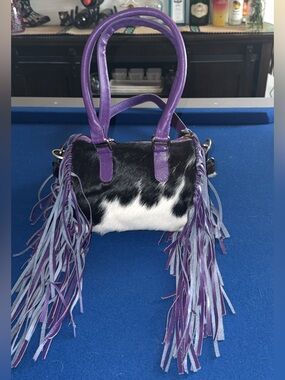 Purple Fringe Cowhide Mini Speedy